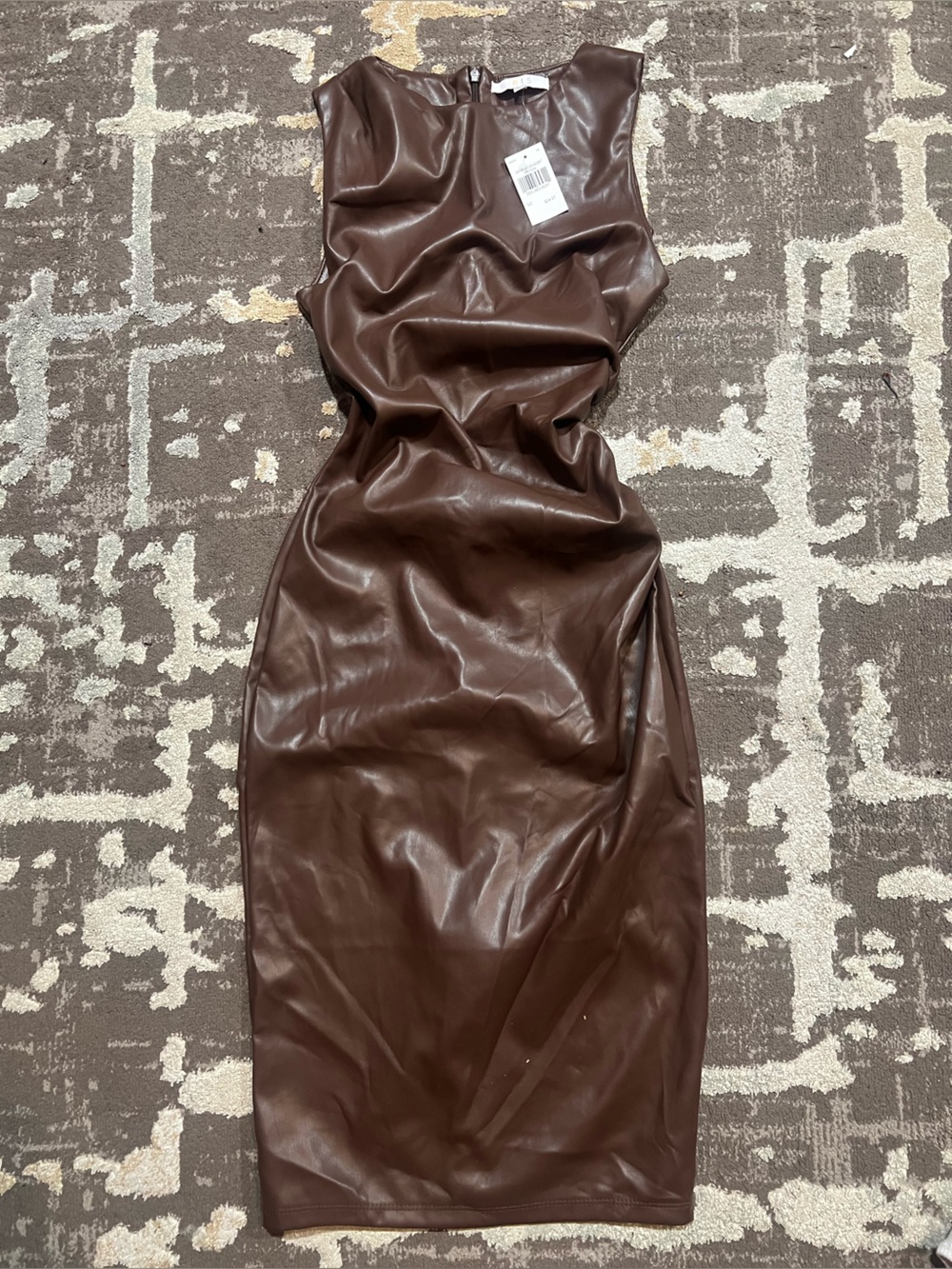 iris Faux Leather Chocolate Brown Pencil Skirt